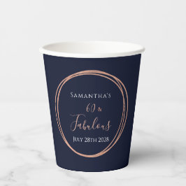 60誕生日ネイビーバラ金ゴールドパーティー 紙コップ