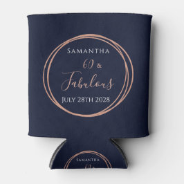 60誕生日ネイビーバラ金ゴールドパーティー 缶クーラー