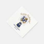 60誕生日ネイビーブルーバルーンケーキ スタンダードカクテルナプキン (角)