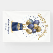 60誕生日ネイビーブルーバルーンケーキ 横断幕 (横)