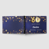60誕生日ネイビー青金ゴールド星写真 ゲストブック (全面)