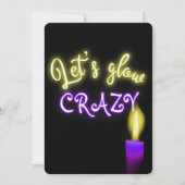 60誕生日ネオンサインとキャンドル 招待状 (正面)