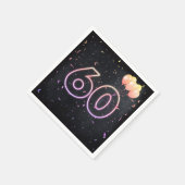 60誕生日ネオンサインオンブラックナプキンス スタンダードカクテルナプキン (角)
