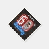 60誕生日ネオン80sレトロモダンカスタム写真 スタンダードカクテルナプキン (角)