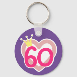 60誕生日ハートプリンセスクラウンピンク キーホルダー