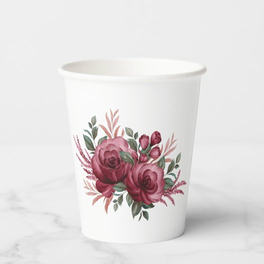 60誕生日バパーソナライズされたルガンディ金ゴールドフローラ 紙コップ (裏面)