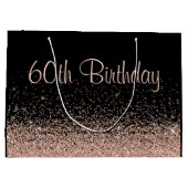 60誕生日バラ金ゴールドグリッター ラージペーパーバッグ (裏面)