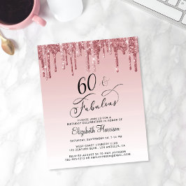60誕生日バラ金ゴールドピンクグリッター予算招待状