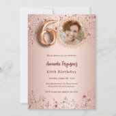 60誕生日バラ金ゴールドフォトスターラグジュアリー 招待状 (正面)