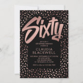 60誕生日バラ金ゴールド紙吹雪 招待状 (正面)