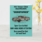 60誕生日バンガーラブヴィンテージカーレトロスタイル カード (黄色い花)