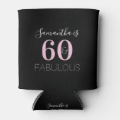 60誕生日パーソナライズされたブラックピンク 缶クーラー (正面)