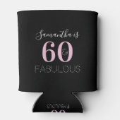 60誕生日パーソナライズされたブラックピンク 缶クーラー (裏面)