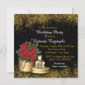 60誕生日パーティーレッドブラックと金ゴールド 招待状 (裏面)