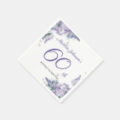 60誕生日パープルフローラ白エレガント色 スタンダードカクテルナプキン (角)