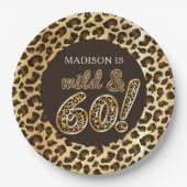 60誕生日ヒョウパーソナライズされたフォイルバルーン ペーパープレート (正面)