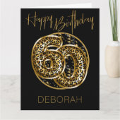 60誕生日ヒョウ印刷ゴールドフォイルバルーン カード (正面)