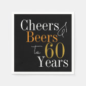 60誕生日ビールと応援ブラック金ゴールドパーティー スタンダードカクテルナプキン (正面)