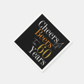 60誕生日ビールと応援ブラック金ゴールドパーティー スタンダードカクテルナプキン (角)