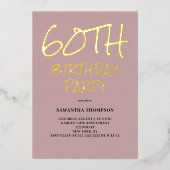 60誕生日ピンクパーティーフォイル招待状 箔招待状 (正面)