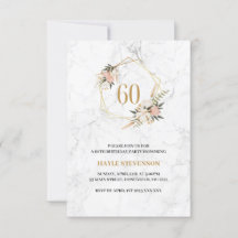 60誕生日ピンクフローラホワイトマーブルシック