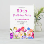 60誕生日ピンクフローラ 招待状 (スタンド正面)