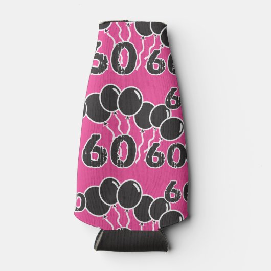 60誕生日ピンクブラック ボトルクーラー (正面)