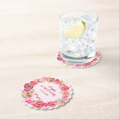 60誕生日ピンクローズ渦巻形のハート ペーパーコースター (インサイチュ)