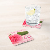 60誕生日ピンク前向きローズ60だから ペーパーコースター (インサイチュ)