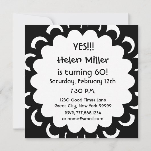 60誕生日ピンク白黒水玉模様W316C 招待状 (裏面)