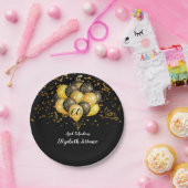 60誕生日ファブラス金ゴールドブラックグリッター ペーパープレート (パーティー)