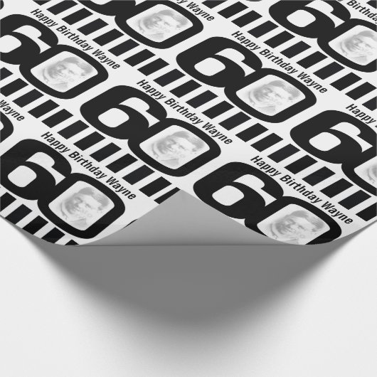 60誕生日フォトおもしろい白黒ラッピング ラッピングペーパー (角)