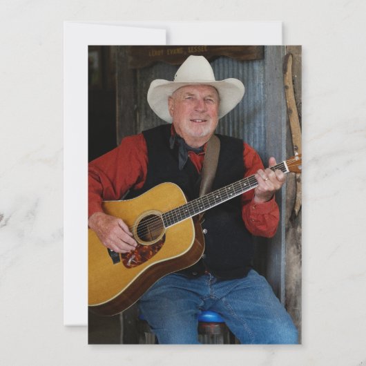 60誕生日フォトカウボーイ素朴ハットブーツ 招待状 (裏面)