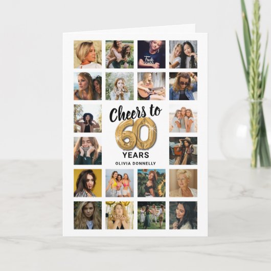 60誕生日フォトコラージカード 招待状 (正面)