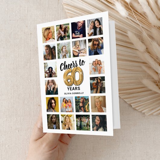 60誕生日フォトコラージカード 招待状