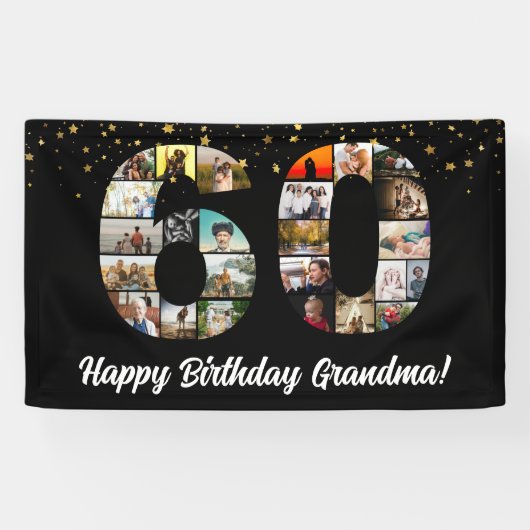 60誕生日フォトコラージバナー（祖父母の場合） 横断幕 (横)
