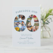 60誕生日フォトコラージュエレガントとタイムレス 招待状 (スタンド正面)