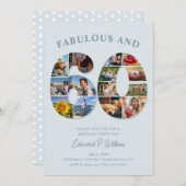 60誕生日フォトコラージュエレガントとタイムレス 招待状 (正面/裏面)