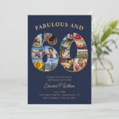 60誕生日フォトコラージュエレガントとタイムレス 招待状 (スタンド正面)