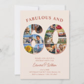 60誕生日フォトコラージュエレガントとタイムレス 招待状 (正面)