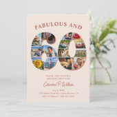 60誕生日フォトコラージュエレガントとタイムレス 招待状 (スタンド正面)