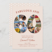 60誕生日フォトコラージュエレガントとタイムレス 招待状 (正面/裏面)