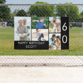 60誕生日フォトコラージュ5写真白黒 横断幕 (インサイチュ)