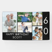 60誕生日フォトコラージュ5写真白黒 横断幕 (横)