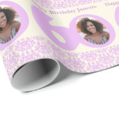 60誕生日フォトダマスクリームパープルラッピング ラッピングペーパー (ロールコーナー)
