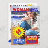 60誕生日フォト招待状 – マガジンカバー 招待状 (正面/裏面)