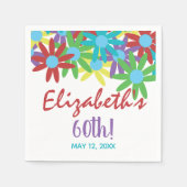 60誕生日フローラパーソナライズされた紙ナプキンス スタンダードカクテルナプキン (正面)