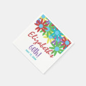 60誕生日フローラパーソナライズされた紙ナプキンス スタンダードカクテルナプキン (角)