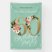 60誕生日フローラミント金ゴールドグラマラス 横断幕 (縦)