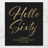 60誕生日ブラックと金ゴールド ワインラベル (シングルラベル)